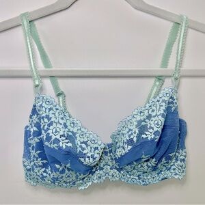 Wacoal Light Blue Lace Floral Adjustable Strap Bra 34D